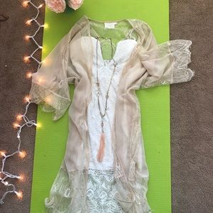 Sexy low cut lace white dress